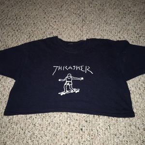 thrasher navy crop top